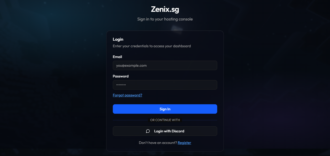 ZenixDash Control Panel